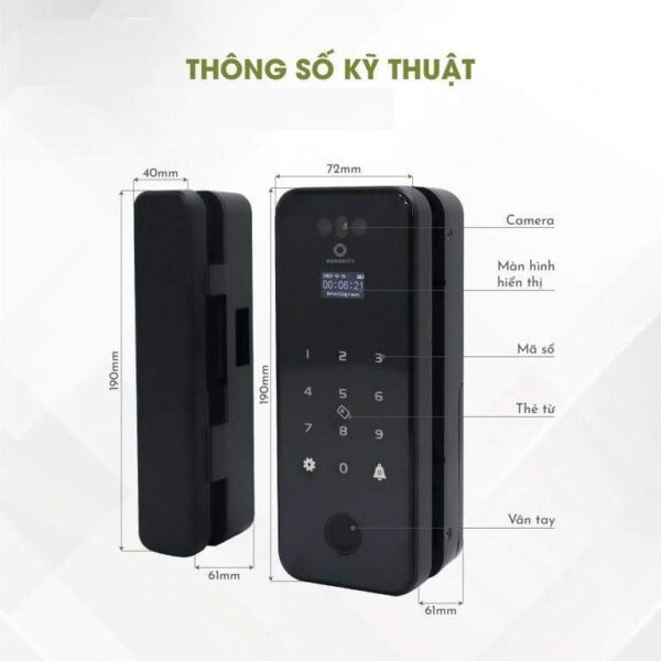 Khóa vân tay điều khiển từ xa dành cho cửa kính